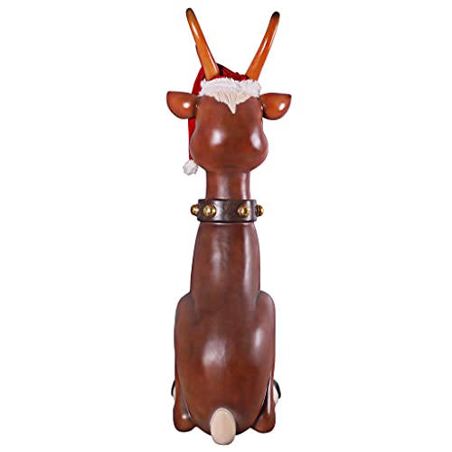 Design Toscano 7 Foot Tall Giant Sitting Reindeer Holiday Decor Statue Full Color