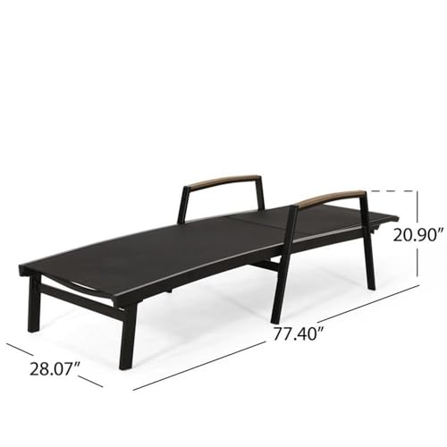 Christopher Knight Home Teresa Outdoor Aluminum Chaise Lounge with Mesh Seating Set of 4 Black