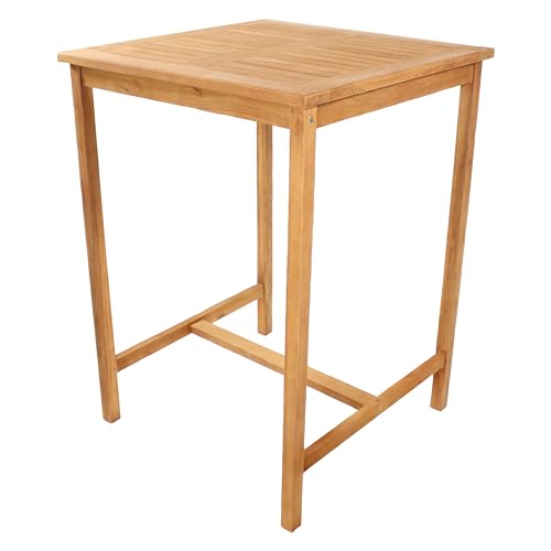 Sunnydaze 3-Piece Teak Wood Bar-Height Patio Table Set Teak