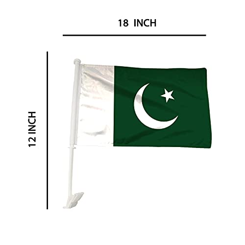 BANNER BUZZ MAKE IT VISIBLE Pakistan Car Flag with Window Clip, 18” x 12”, Double-Sided Printing, Pack of 100, White