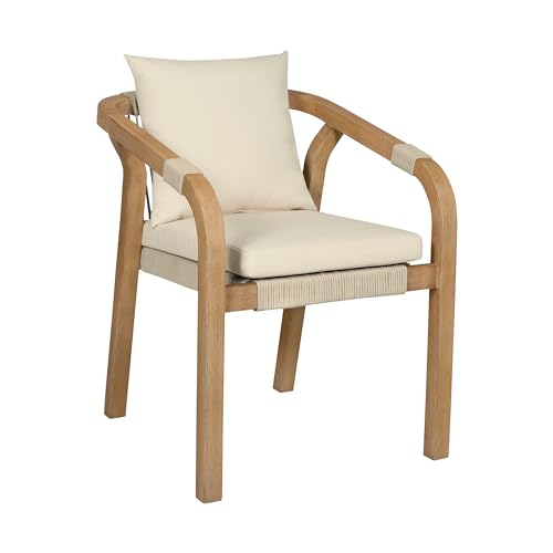 Armen Living Cypress Modern Outdoor Patio Dining Chair Set of 2 Ivory