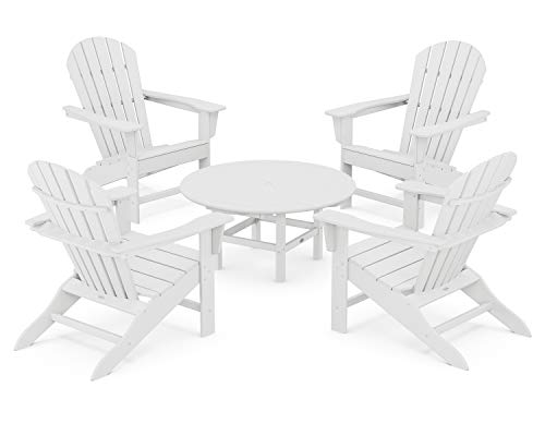 Polywood South Beach 5-Piece Adirondack Chair Conversation Set White