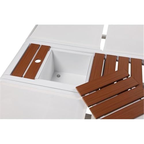 Pemberly Row Modern Aluminum Outdoor Daybed with Umbrella Hole White