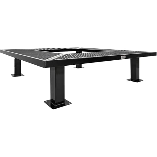 Global Industrial 6' Square Outdoor Tree Bench Expanded Metal Black