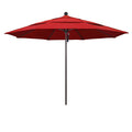 California Umbrella 11' Round Aluminum/Fiberglass Umbrella Pulley Lift Bronze Pole Jockey Red