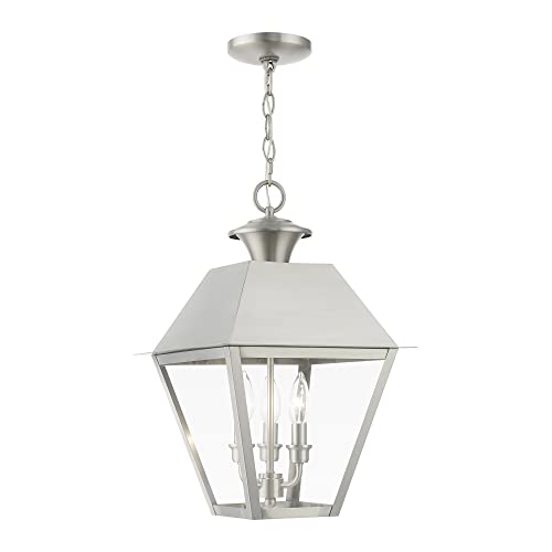 Livex Wentworth 3 Light Large Outdoor Pendant 19 Inches Tall Bronze/Antique Brass