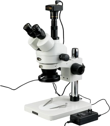 AmScope Digital Trinocular Stereo Zoom Microscope White