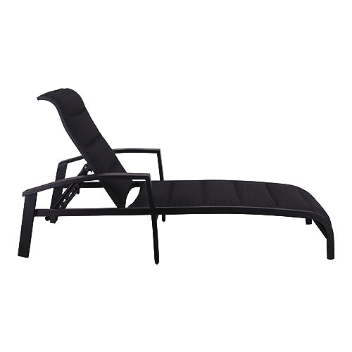 Courtyard Casual Santorini Collection 2-Piece Padded Sling Chaise Lounge Chairs Black
