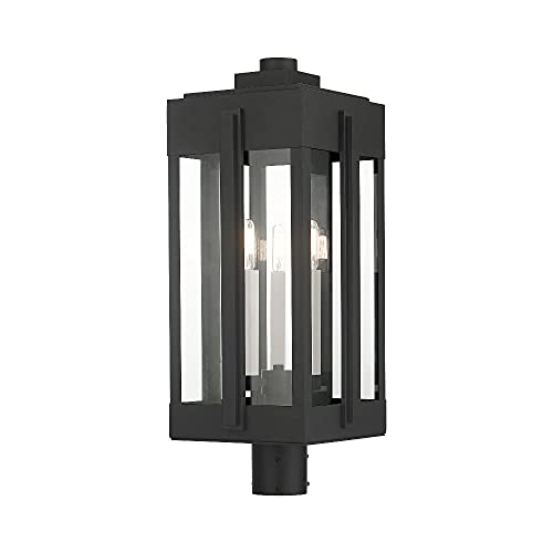 Livex Lexington 3 Light Outdoor Post Top Lantern Black