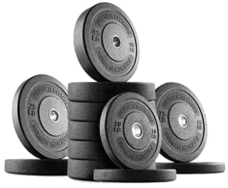 French Fitness Olympic Bumper Plate Set with 7 ft Bar 415 lbs