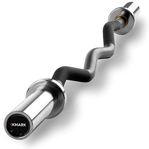 XMark Olympic Curl Bar with Weights 95 lb Set TEXAS STAR Plates - 02) BAR and 95 lb Set