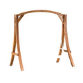 Benzara Outdoor Swing Support Loveseat Chair Teak Brown