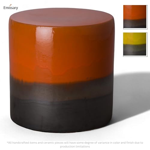Emissary 18in. H Semiglossy Glaze Round Stoneware Garden Stool Burnt Orange
