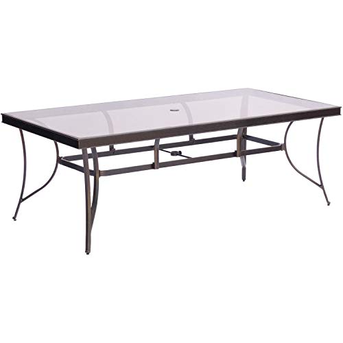 Hanover Fontana 7-Piece Outdoor Dining Set with Sling Swivel Rockers and Glass-top Table Brown
