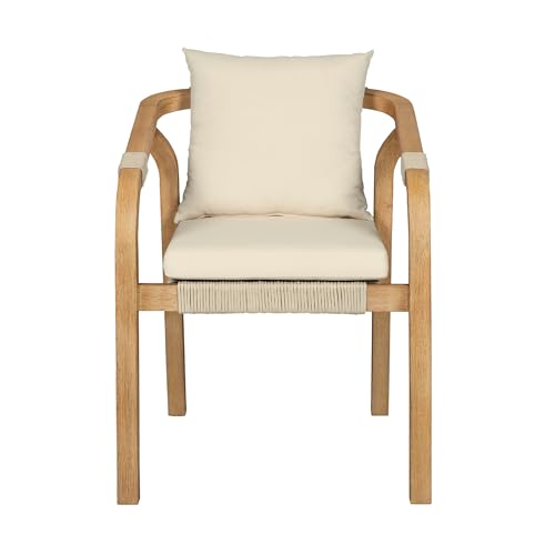 Armen Living Cypress Modern Outdoor Patio Dining Chair Set of 2 Ivory