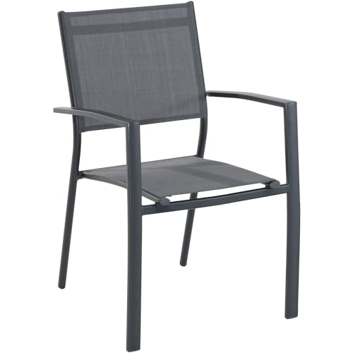 Hanover Cameron 7-Piece Modern Outdoor Dining Set with 6 Folding Sling Chairs and Expandable Table, Grey