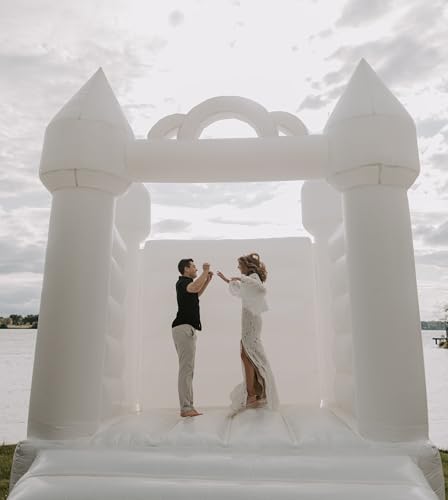 Pogo Bounce House White Inflatable Wedding Castle 13x12x14.5 ft