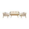 Armen Living Cypress Modern Outdoor Patio Conversation Set, 4 Piece Ivory
