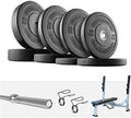 French Fitness Olympic Bumper Plate Set 235 lbs + Bench (New)