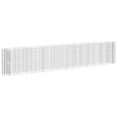Gabion Raised Bed Galvanized Iron 212.6"x19.7"x39.4" with Self-Watering Ceramic Pot for Indoor/Outdoor Plants White Black Other