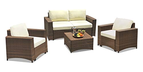 WUnlimited Studio Shine Collection Modular Conversation Set with Loveseat 4 PCs Dark Brown