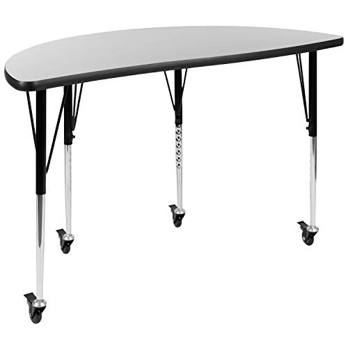 Flash Furniture Emmy Mobile Activity Table Set with Student Stack Chairs Grey