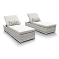 Afuera Living Wicker Patio Chaise Lounge Set of 2 Beige