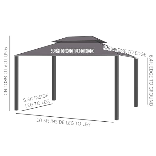Outsunny 10' x 12' Hardtop Gazebo with Curtains and Netting Coffee