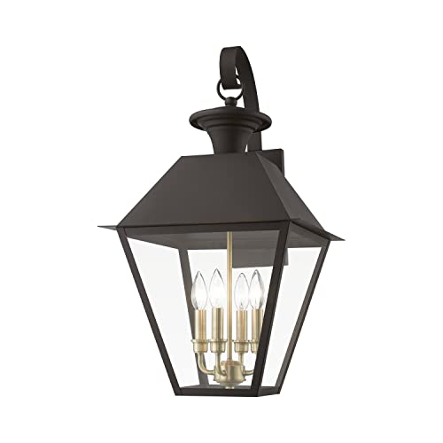 Livex Wentworth 4-Light Extra Large Outdoor Wall Lantern Bronze/Antique Brass