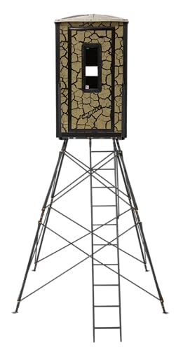 MUDDY Gunner Box Blind with Deluxe 10' Tower, Steel Wall Construction, Cracked Mud Camo Multi