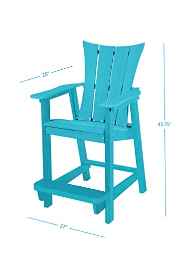 Phat Tommy Adirondack Bar Set - Outdoor Bistro Table and Chairs Set of 2 - HDPE High Top Seating - Teal