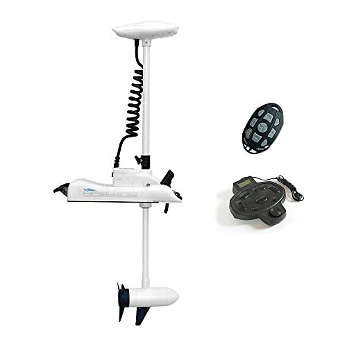 PARKHO HASWING Electric Trolling Motor 24V 80LB 60 Inch Shaft White w/ Remote Control + Foot Controller