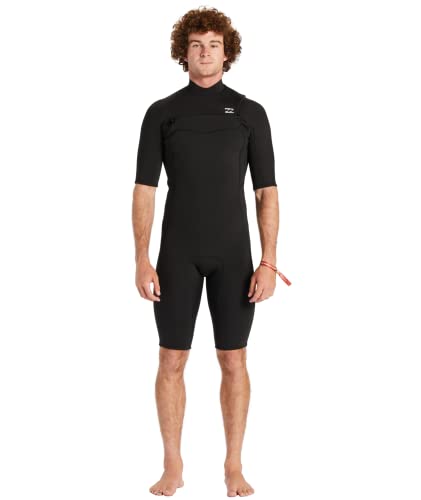 Billabong Mens 2/2mm Absolute Chest Zip Short Sleeve Springsuit Black