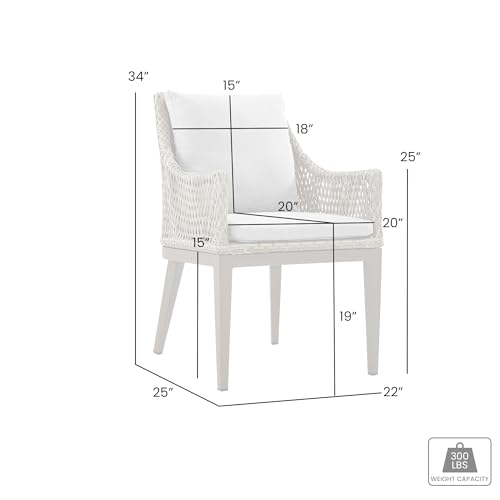 Armen Living Silvana Outdoor Patio Wicker Aluminum Dining Chair Set of 2 Grey