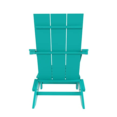 WestinTrends 8-Piece Modern Poly Folding Adirondack Chair Set Turquoise