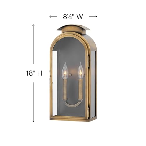 Hinkley Rowley Collection Two Light Outdoor Wall Mount Light Antique Brass