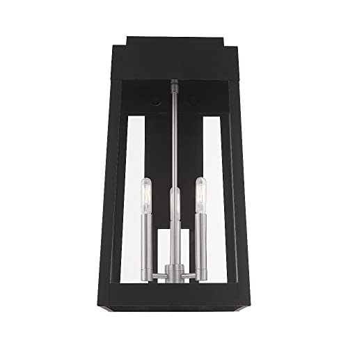 Livex Outdoor Wall Lantern 20" Three Light Satin Brass