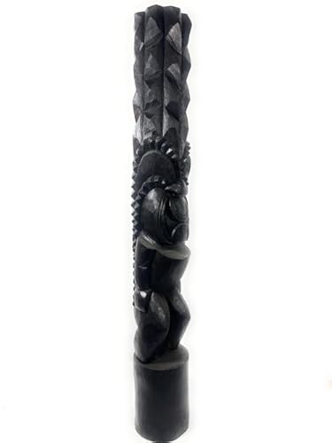 Tikimaster Kuka Ilimoku Outdoor Tiki Totem Statue 60 Inch Walnut