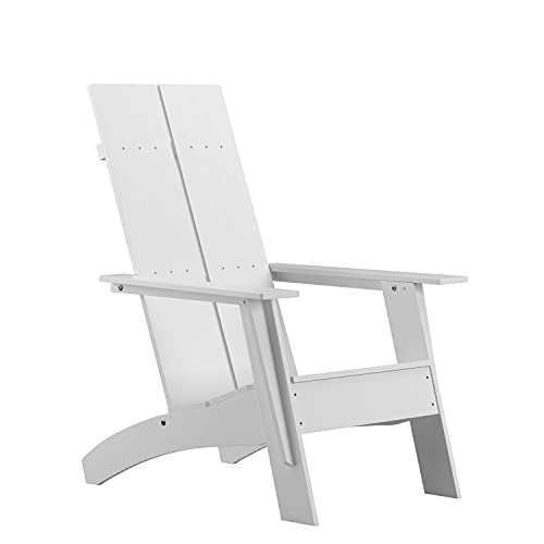 Flash Furniture Set of 4 Sawyer Modern Adirondack Chairs White