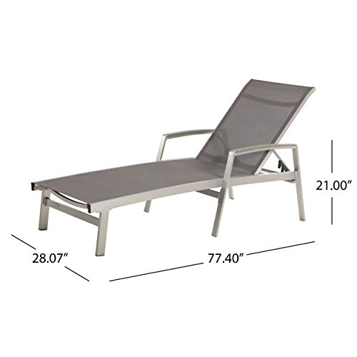 Christopher Knight Home Joy Outdoor Mesh and Aluminum Chaise Lounge Set of 4 Grey