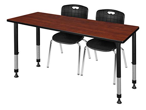 Regency Kee Height Adjustable Classroom Table Set with Two 18" Andy Chairs Cherry/Black