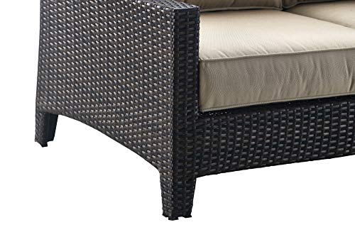 Serta Tahoe Brown Resin Wicker Outdoor Patio Loveseat with Thick Cushion
