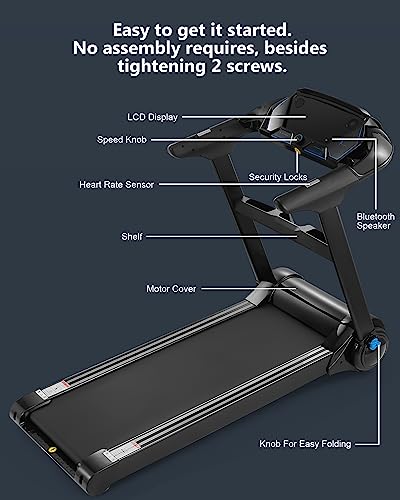 GARVEE Folding Treadmill 4.0 HP Black