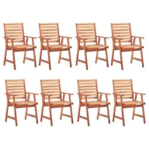 Patio Dining Chairs 8 pcs with Cushions Solid Acacia Wood White & Other