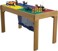 Table Toys Lego-Compatible Table with Mesh Net, Solid Wood, Multi Color