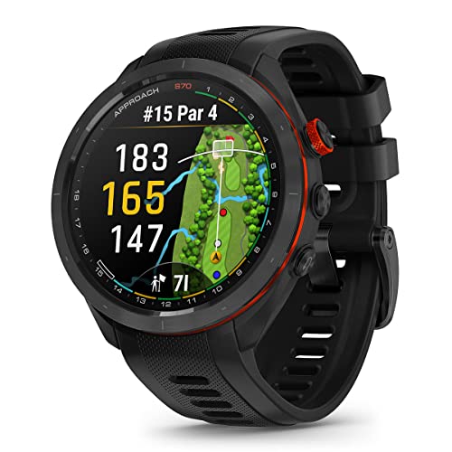 PlayBetter Garmin Approach S70 (Black, 47mm) Golf GPS Watch - AMOLED Display, Virtual Caddie & Playslike Distance - Gift Box Bundle with Screen Protectors, Wall Adapter & Hard Case