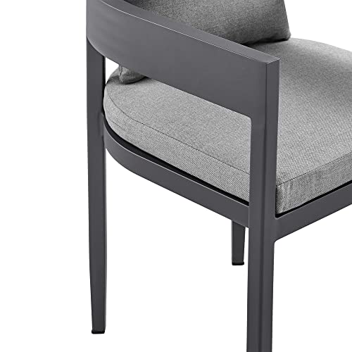 Armen Living Argiope Outdoor Patio Dining Chairs Set of 2 Dark Grey