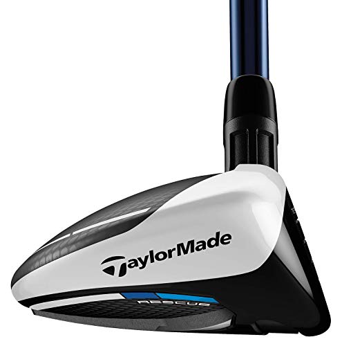 TaylorMade SIM MAX Hybrid #4 22 Degree Loft Left Hand Stiff Flex Titanium Black Blue