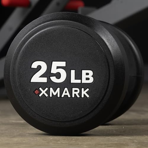 XMark Urethane Dumbbell Set with 3-Tier Rack 5-75lb