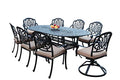 GrandPatioFurniture.com CBM Patio Elisabeth 9 Piece Dining Set with 2 Swivel Rockers and 6 Arm-Chairs Black Brown